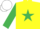 YELLOW, emerald green star & sleeves, white cap