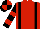 Red, Black braces, Black and Red hooped sleeves, quartered cap