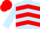 LIGHT BLUE, RED CHEVRONS, light blue sleeves, red cap