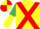 YELLOW, red cross belts, emerald green & yellow halved sleeves, emerald green & yellow quartered ca