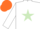 WHITE, light green star, orange cap
