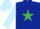 DARK BLUE, emerald green star, light blue sleeves & cap