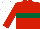 RED, dark green hoop, white cap