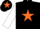 Black, Orange star, White sleeves, Black cap, Orange star