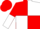 RED & WHITE QUARTERED, halved sleeves, red cap