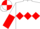 WHITE, red triple diamond, halved sleeves, quartered cap