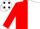 RED & WHITE HALVED, red sleeves, white cap, black spots