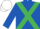 ROYAL BLUE, EMERALD GREEN cross belts, WHITE cap