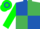 ROYAL BLUE & EMERALD GREEN QUARTERED, green sleeves, hooped cap
