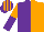 PURPLE & ORANGE HALVED, sleeves reversed, striped cap