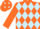 ORANGE & LIGHT BLUE DIAMONDS, orange sleeves, orange cap, light blue diamonds