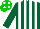 DARK GREEN & WHITE STRIPES, green cap, white spots