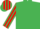 EMERALD GREEN, red striped sleeves & cap
