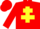 RED, yellow Cross of Lorraine, red cap
