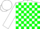 White, green blocks, white cap