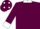 MAROON, white collar & cuffs, maroon cap, white spots