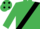 EMERALD GREEN, black sash, emerald green cap, black spots