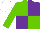 LIGHT GREEN and PURPLE (quartered), LIGHT GREEN sleeves, WHITE cap