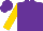 Purple, gold sleeves, purple cap