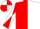 Red and White (halved), diabolo on sleeves, quartered cap