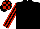 BLACK, RED striped sleeves, check cap