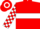 Red, White hoop, checked sleeves