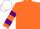 ORANGE, PURPLE hooped sleeves, WHITE cap
