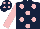 Dark Blue, Pink spots, sleeves and cap