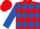RED & ROYAL BLUE DIAMONDS, royal blue sleeves, royal blue diamonds on cap