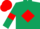 Dark Green, Red diamond, armlets and cap