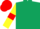 Dark Green, Yellow sleeves, Red armlets, Red cap