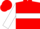 Red, white hoop, white sleeves, red cap