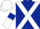Dark Blue, White cross belts, White sleeves, Dark Blue armlets, White cap