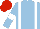 LIGHT BLUE, WHITE braces and armlets, RED cap