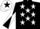 Black, White stars, diabolo on sleeves, White cap, Black star