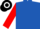 ROYAL BLUE, RED sleeves, BLACK and WHITE hooped cap