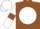Brown, White disc, White sleeves, Brown armlets, White cap