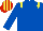 ROYAL BLUE, yellow epaulettes, red & yellow striped cap