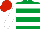 EMERALD GREEN & WHITE HOOPS, white sleeves, red cap
