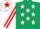Dark Green, White stars, White and Red striped sleeves, White cap, Red star