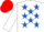 WHITE, royal blue stars, red cap