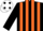 BLACK & ORANGE STRIPES, white cap, black spots