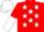RED, white stars, halved sleeves, white cap