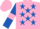 Pink, royal blue stars, royal blue sleeves, pink armlets