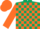 Dark Green and Orange check, Orange sleeves and cap