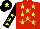 Red, Yellow stars, Black sleeves, Yellow stars, Black cap, Yellow star