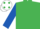 Emerald Green, Royal Blue sleeves, White cap, Emerald Green spots