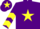 Purple, yellow star, chevrons on sleeves, purple cap, yellow star