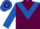 Maroon, Royal Blue chevron and sleeves, hooped cap