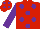 Red, Purple spots, sleeves and cap
